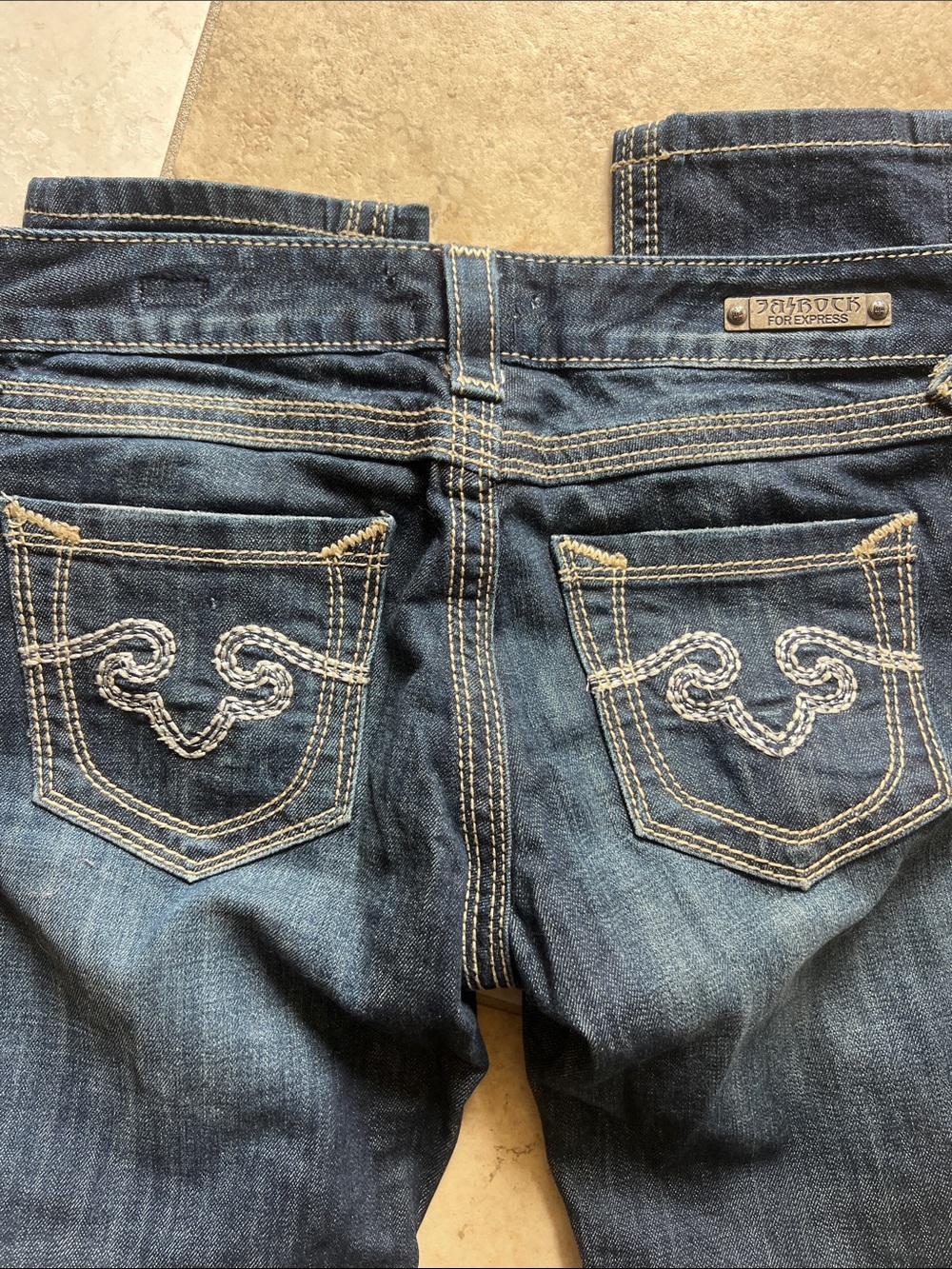 Express Be Rock Dark Blue Jeans with Embroidered Back Pockets